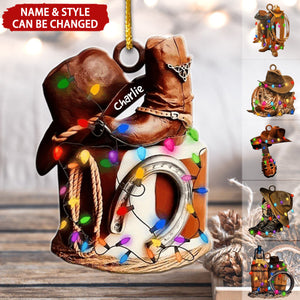 Vintage Cowboy Personalized Christmas Ornament, Gift For Horse Lovers