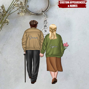 Personalized Gifts For Old Couples Keychain Hand In Hand Couple