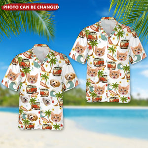 Summer Vibe Pattern Custom Dog Cat Face Personalized Hawaiian Shirt
