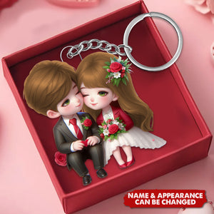 Newlywed Couple - Personalized Acrylic Keychain - Valentine's Day Gift