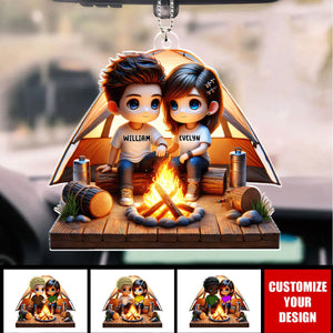 Camping Couple - Personalized Acrylic Car Ornament
