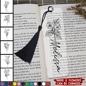 Personalized Birth Flower Bookmark - Aesthetic Bookmark with Tassel