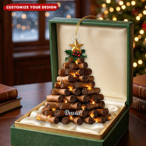 Personalized Cigar Christmas Tree Ornament, Gift for Dad