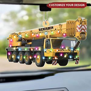 Crane Vehicles - Personalized Acrylic Car Ornament, Gift For Heavy Equipment Operator