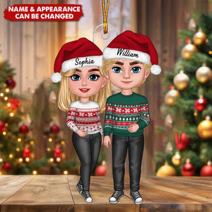 Standing Couple - Personalized Acrylic Ornament, Christmas Gift for Couple