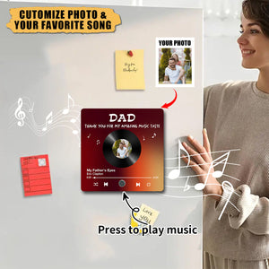 Dad Thank You For My Amazing Music Taste Upload Photo Favorite Song Personalized Music Fridge Magnet