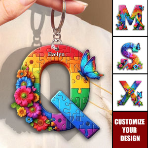 Never Walk Alone Autism Awareness - Personalized Acrylic Keychain