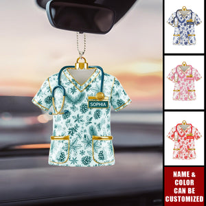 Personalized Nurse Toile de Jouy Acrylic Car Ornament, Gifts For Nurse