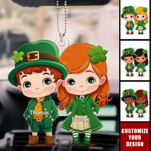 Cute St Patrick's Couple - Personalized Acrylic Car Ornament