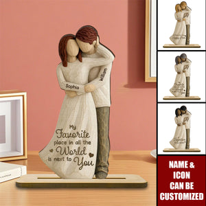 You Are My Happy Place - Couple Personalized Standing Wooden Plaque