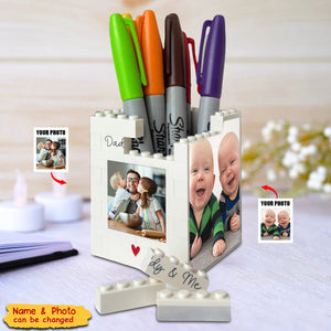 Personalized Daddy & Me Building Blocks Desk Pen Pencil Holder
