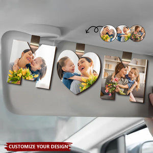 Custom Photo Dad, Mom Drive Safe - Personalized Photo Car Visor Clip