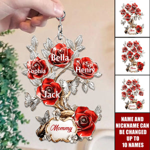 Flowers For Mom Grandma - Personalized Keychain