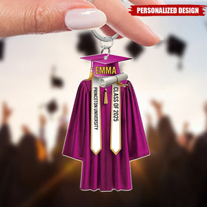Personalized Graduation Ornaments Class of 2025 Graduation Gown Keychain Gifts