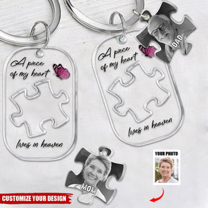 A Piece Of My Heart Lives In Heaven - Personalized Memorial Keychain
