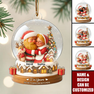 Snow Globe Santa Couple Growing Old Together - Personalized Acrylic Ornament