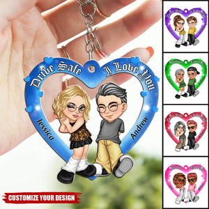 Drive Safe I Love You Y2K Couple Personalized Acrylic Keychain