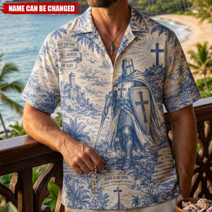 Knight Templar Toile De Jouy Hawaiian Shirt - Personalized Gifts For Christians