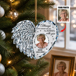 Personalized Angel Wing Heart Acrylic Photo Ornament - Custom Memorial Ornament