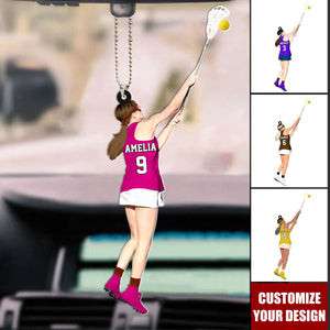 Lacrosse Women - Personalized Acrylic Car Ornament, Gift for Lacrosse Players