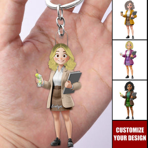 Love Teacher Life New Version - Personalized Acrylic Keychain