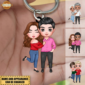 Hugging Couple - Personalized Keychain