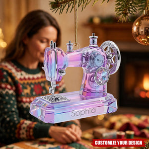 Personalized Sewing Machine Ornament, Custom Seamstress Gift, Tailor Christmas Keepsake