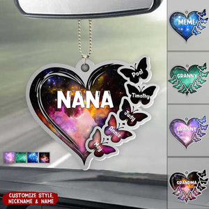 Personalized Nebula Butterfly On Heart Acrylic Ornament