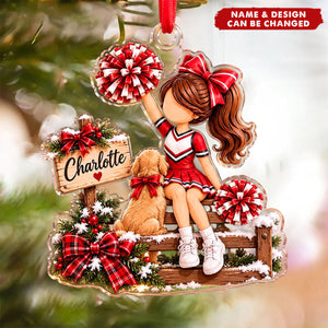 Personalized Cheerleader Acrylic Ornament - Cheerleading Christmas Ornament