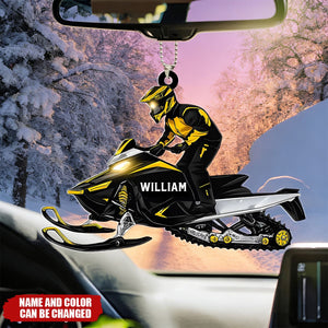 Snowmobile Rider - Personalized Car Ornament