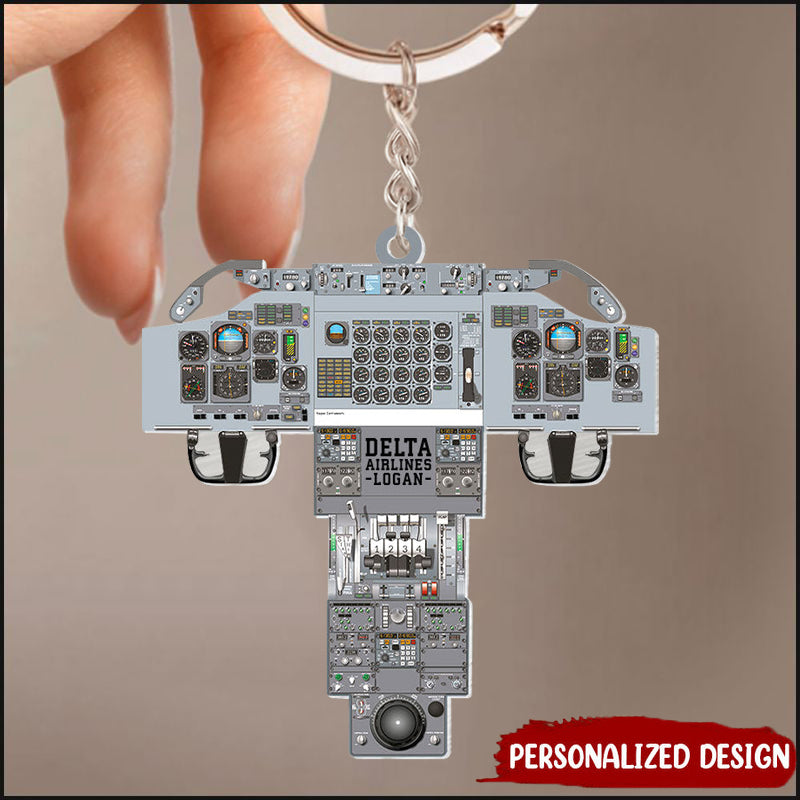 Personalized Airplane Cockpit Keychain, Gift For Airplane Lovers