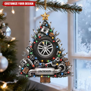 Personalized Mechanic Car Acrylic Christmas Ornament, Custom Holiday Tree Decoration