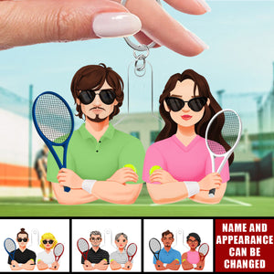 Tennis Couple - Personalized Acrylic Keychain - Gifts For Tennis Couple