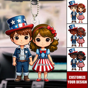 Patriotic Couple - Personalized Acrylic Car Ornament