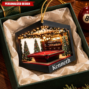 Personalized Billiard Pool Table 2D Flat Acrylic Christmas Ornament Custom Name