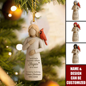 Always With You Cardinal & Woman Personalized Christmas Acrylic Ornament, Memorial Sympathy Gift