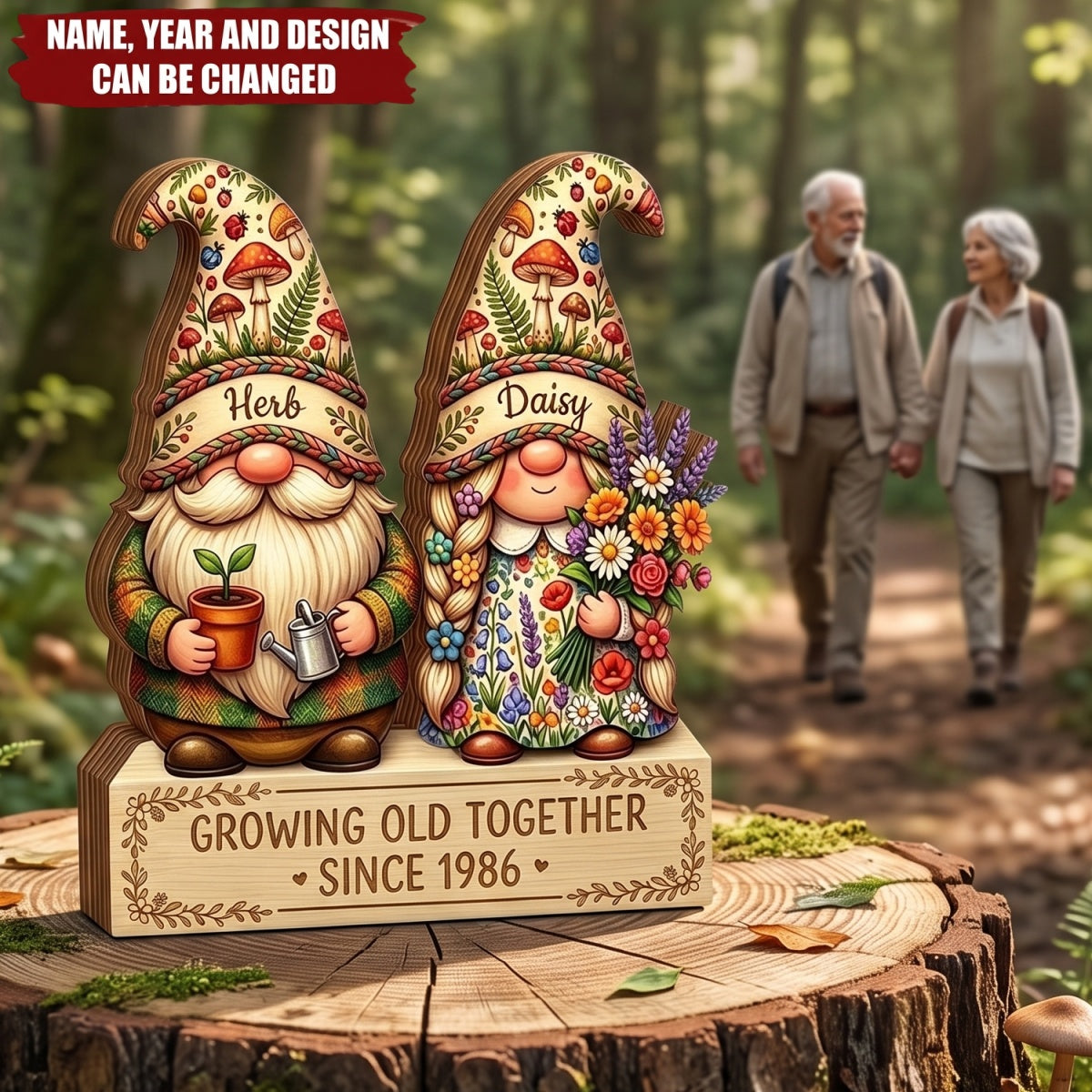 Growing Old Together - Personalized Customized 3-layered Wooden Plaque