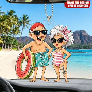 Funny Old People Swim - Personalized Car Ornament