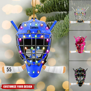 Ice Hockey Helmet, Personalized Ornament, Christmas Tree Decor