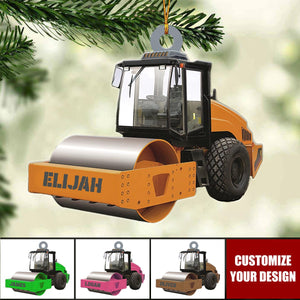 Road Roller Truck - Personalized Acrylic Christmas Ornament, Gift For Roller Driver