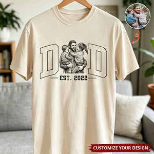 Dad Custom Photo Sketch Line Art Father's Day Gift For Husband, Dad - Personalized Shirt