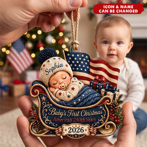 Personalized First Christmas 2026 Ornament, America 250th Anniversary Ornament, Newborn Keepsake