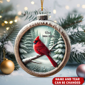 Cardinal Snow Memorial Gift - Personalized Acrylic Flat Ornament