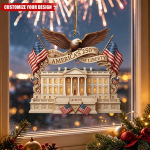 Personalized Happy 250th Anniversary America Acrylic Ornament, 1776-2026 USA Semiquincentennial Custom Patriotic Christmas Tree Decor