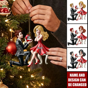 Personalized She Said Yes Acrylic Ornament, Newly Engaged Gift, Valentines Gift For Couple