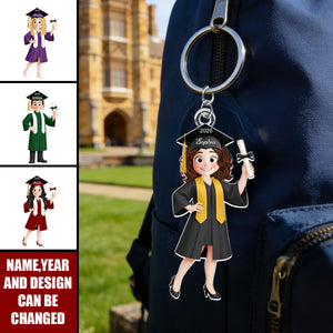 Graduation Cute Catoon Gift For Him Her - Personalized Acrylic Keychain