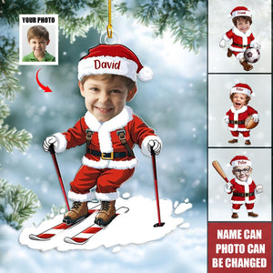 Custom Christmas Ornament - Personalized Photo Santa Claus Decoration
