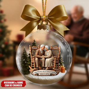 Old Couple Growing Old Together Since - Personalized Christmas Acrylic Ornament