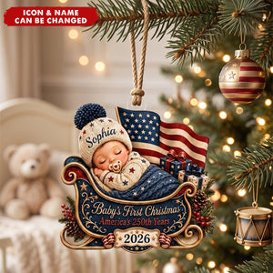 Personalized First Christmas 2026 Ornament, America 250th Anniversary Ornament, Newborn Keepsake