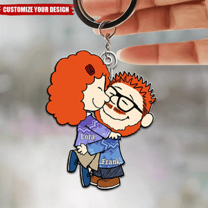 Adorable Cartoon Couple Personalized Acrylic Keychain